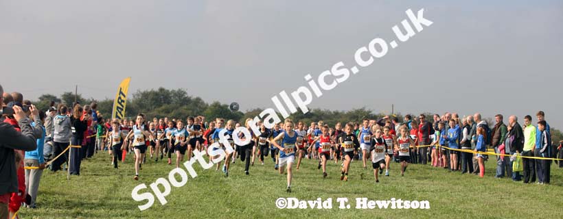 Start of the under-11s at the Sherman Cup, Hedley Farm, Tanfield,  County Durham.